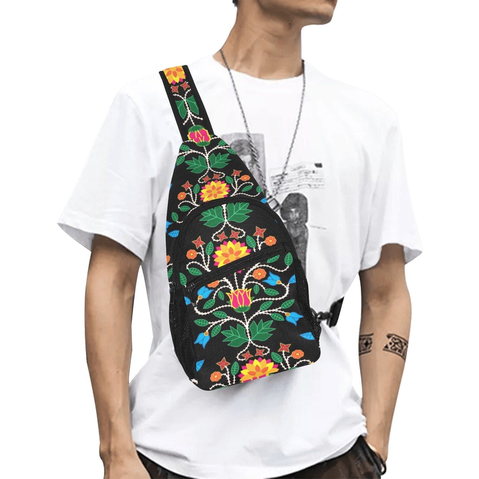 Floral Beadwork Four Clans All Over Print Chest Bag (Model 1719) All Over Print Chest Bag (1719) e-joyer