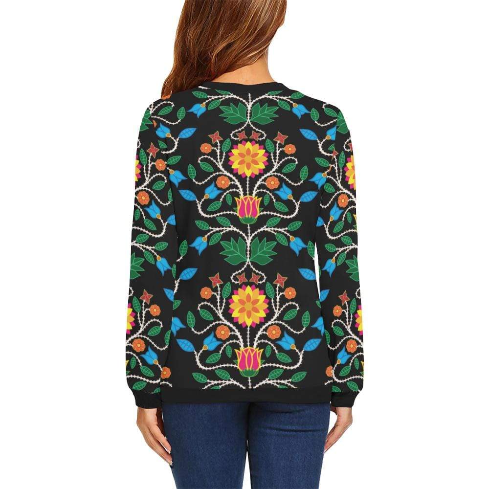 Floral Beadwork Four Clans All Over Print Crewneck Sweatshirt for Women (Model H18) Crewneck Sweatshirt for Women (H18) e-joyer