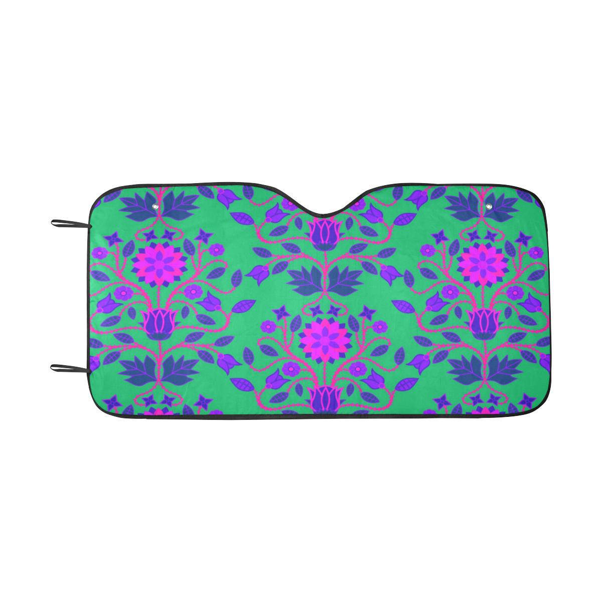 Floral Beadwork Four Clans Deep Lake Car Sun Shade 55"x30" Car Sun Shade e-joyer