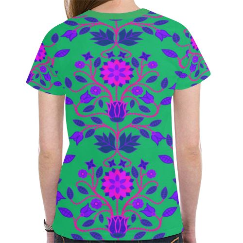 Floral Beadwork Four Clans Deep Lake New All Over Print T-shirt for Women (Model T45) New All Over Print T-shirt for Women (T45) e-joyer