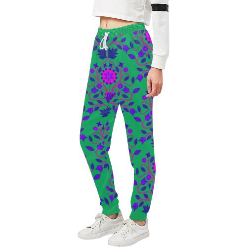 Floral Beadwork Four Clans Deep Lake Women's All Over Print Sweatpants (Model L11) Women's All Over Print Sweatpants (L11) e-joyer