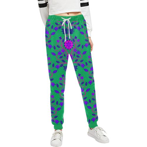 Floral Beadwork Four Clans Deep Lake Women's All Over Print Sweatpants (Model L11) Women's All Over Print Sweatpants (L11) e-joyer
