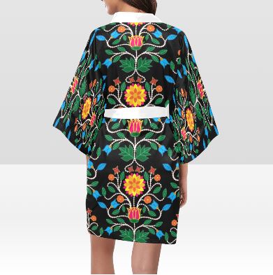 Floral Beadwork Four Clans Kimono Robe Artsadd