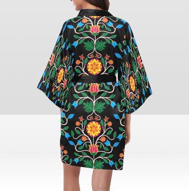 Floral Beadwork Four Clans Kimono Robe Artsadd