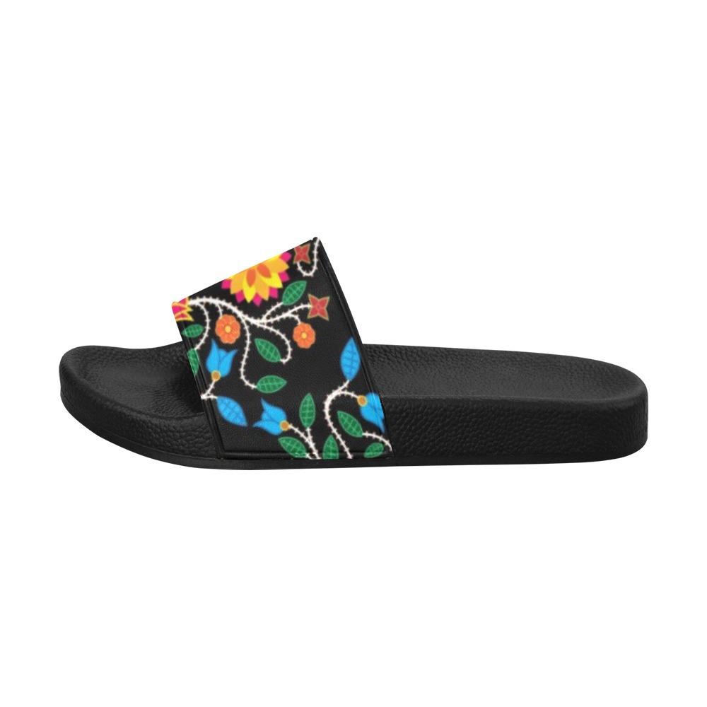 Floral Beadwork Four Clans Men's Slide Sandals (Model 057) Men's Slide Sandals (057) e-joyer