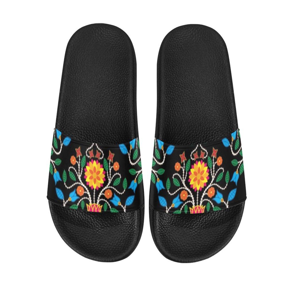 Floral Beadwork Four Clans Men's Slide Sandals (Model 057) Men's Slide Sandals (057) e-joyer