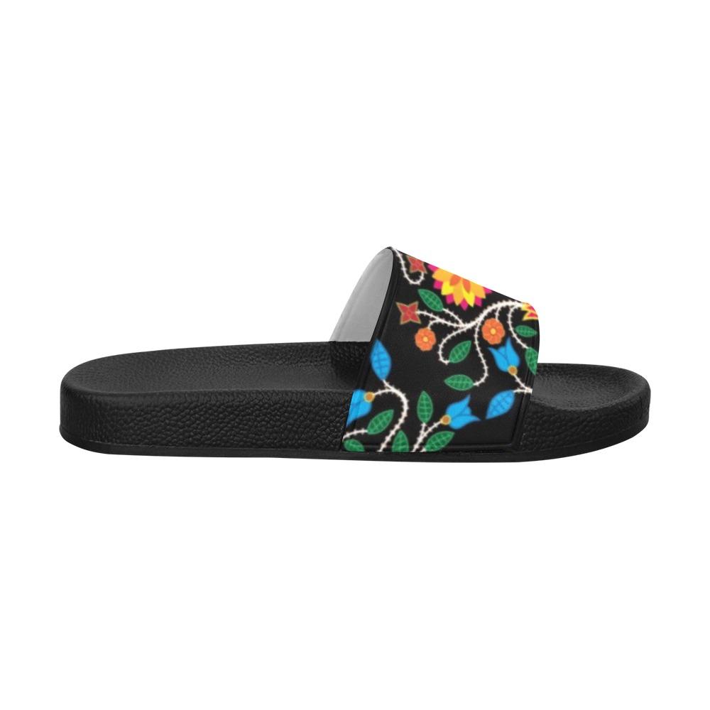 Floral Beadwork Four Clans Men's Slide Sandals (Model 057) Men's Slide Sandals (057) e-joyer