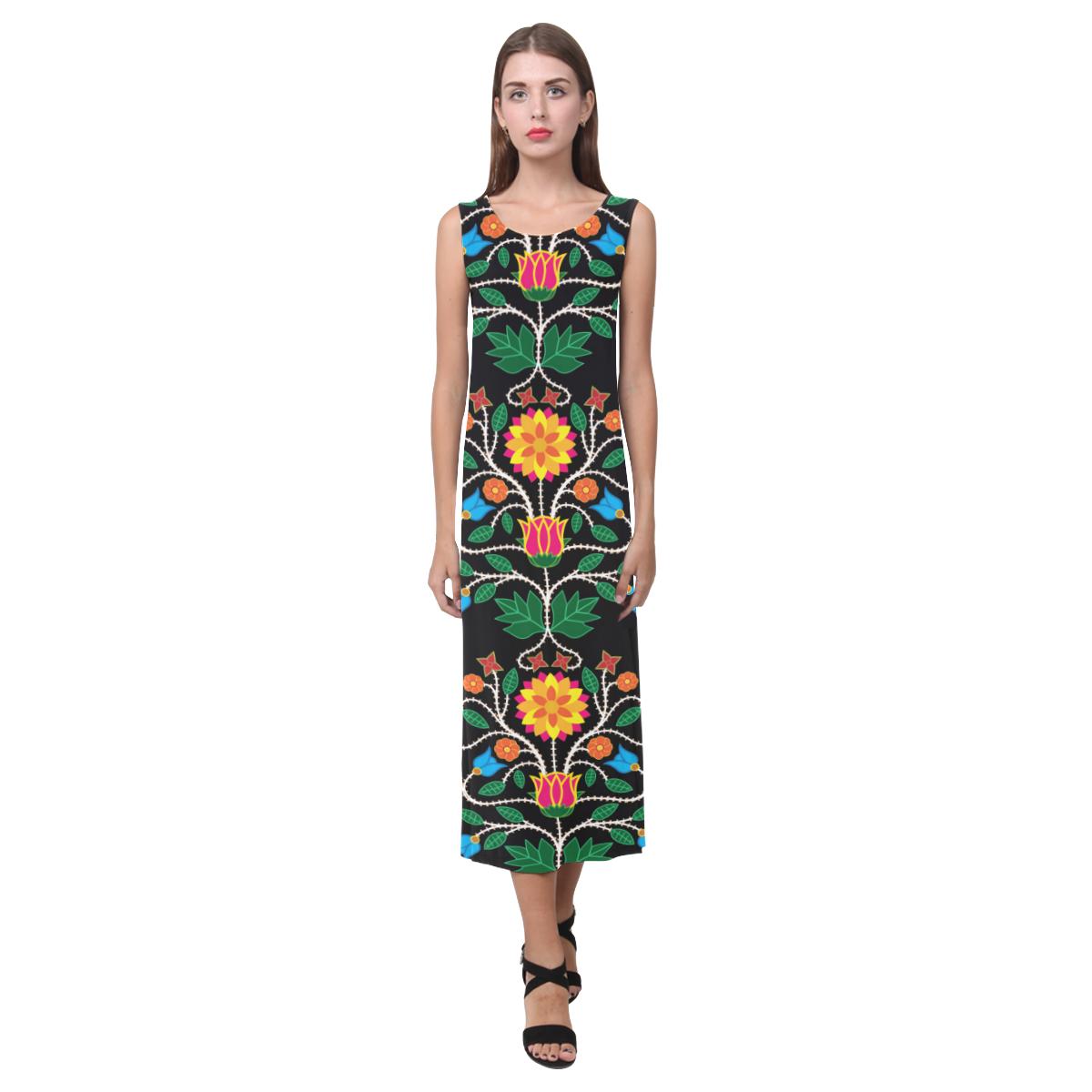 Floral Beadwork Four Clans Phaedra Sleeveless Open Fork Long Dress (Model D08) Phaedra Sleeveless Open Fork Long Dress (D08) e-joyer