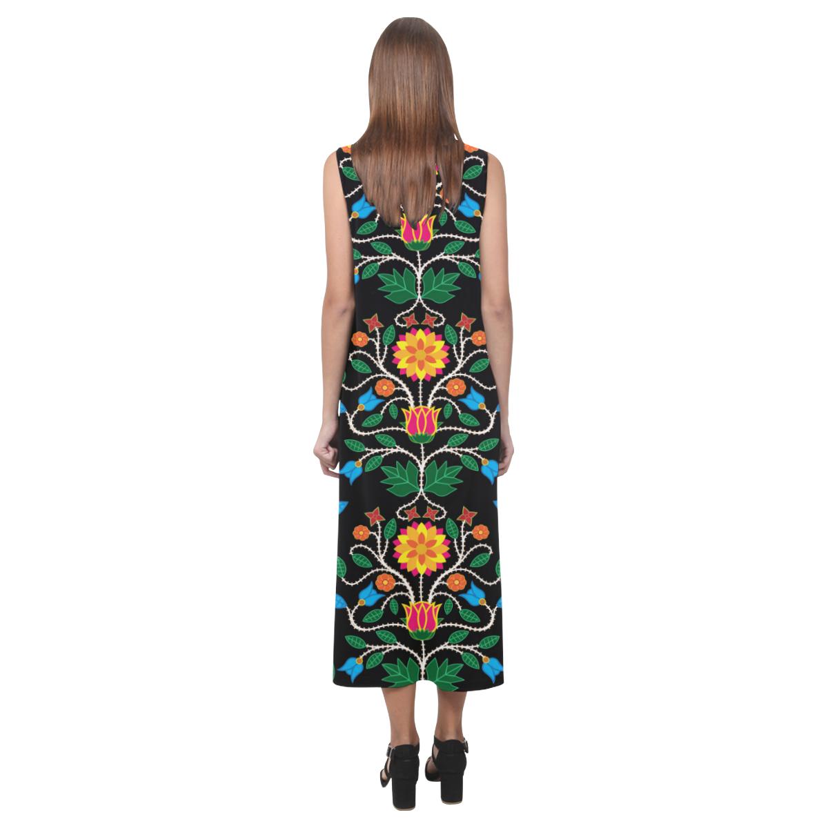 Floral Beadwork Four Clans Phaedra Sleeveless Open Fork Long Dress (Model D08) Phaedra Sleeveless Open Fork Long Dress (D08) e-joyer