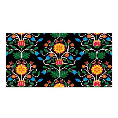Floral Beadwork Four Clans Satin Shawl Scarf 49 Dzine