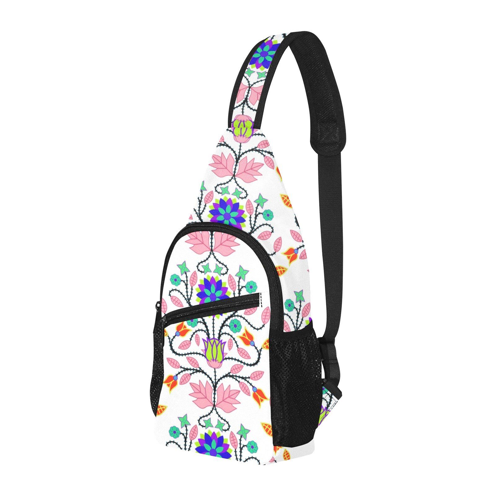 Floral Beadwork Four Clans White All Over Print Chest Bag (Model 1719) All Over Print Chest Bag (1719) e-joyer