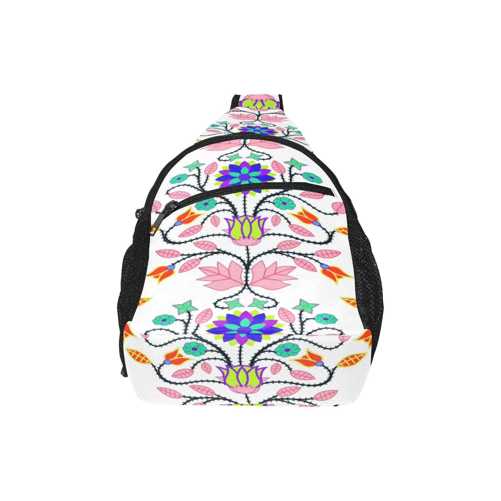 Floral Beadwork Four Clans White All Over Print Chest Bag (Model 1719) All Over Print Chest Bag (1719) e-joyer