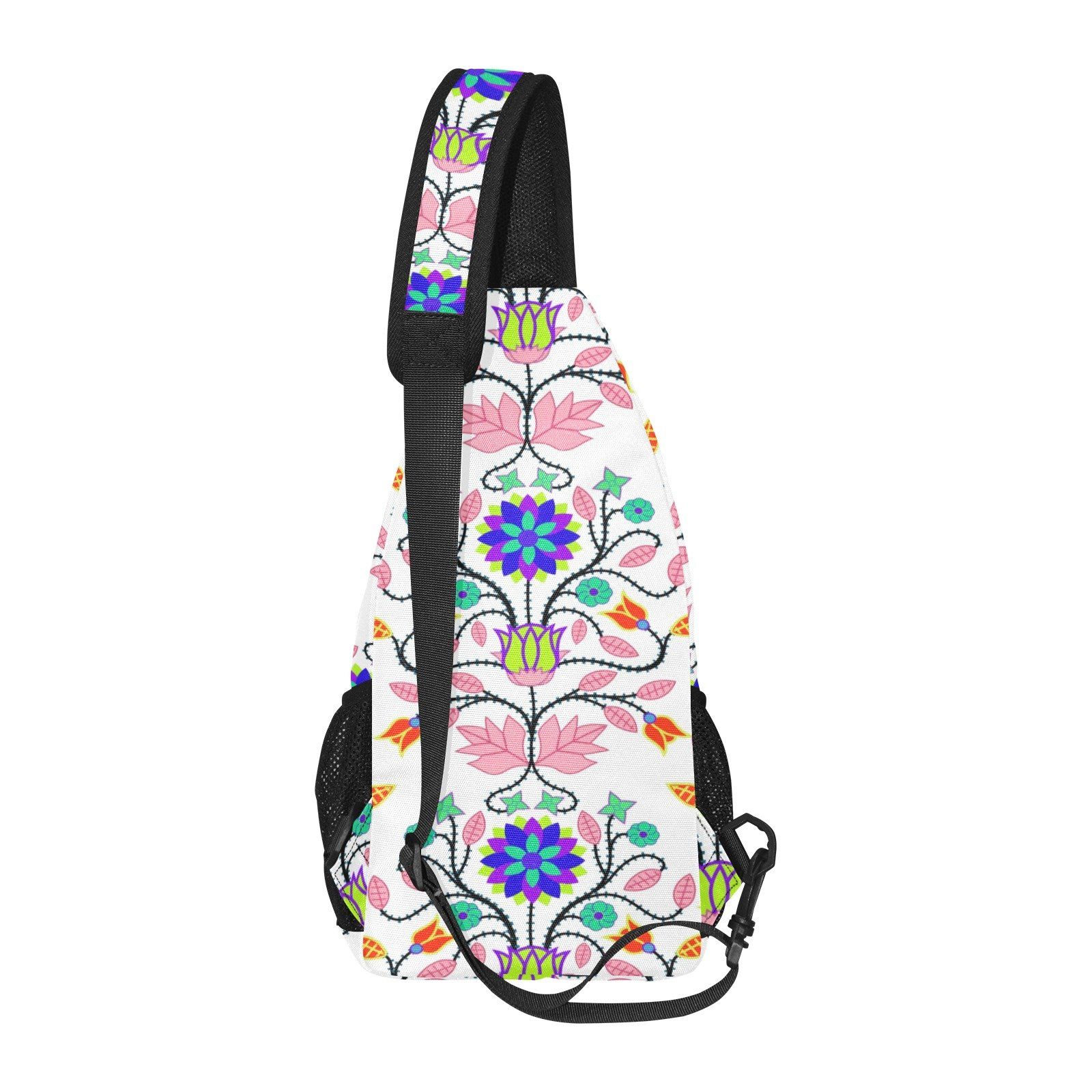 Floral Beadwork Four Clans White All Over Print Chest Bag (Model 1719) All Over Print Chest Bag (1719) e-joyer