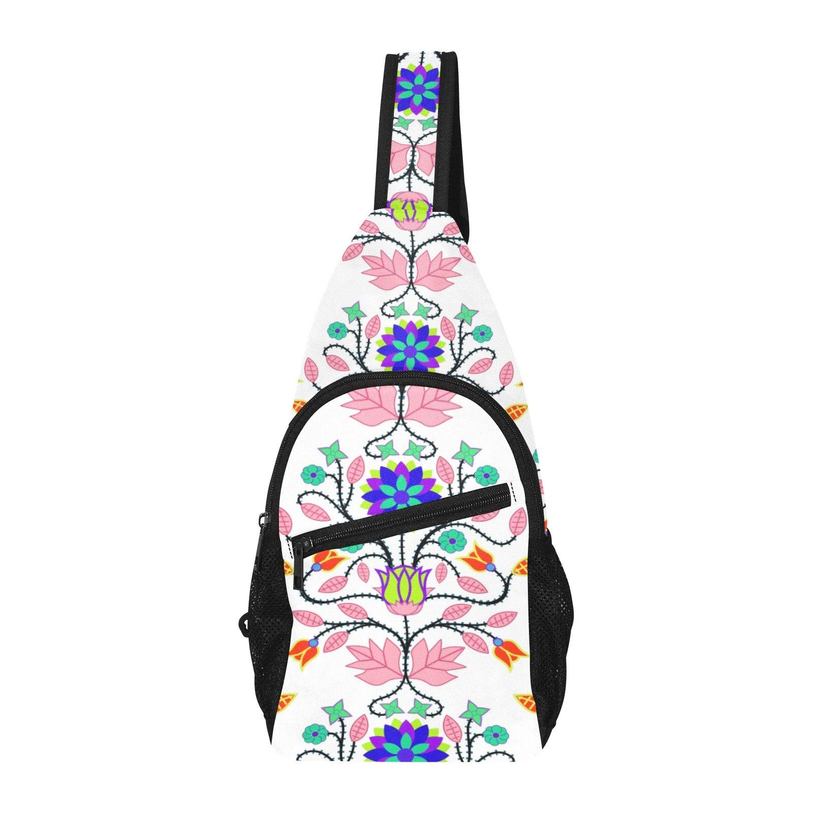 Floral Beadwork Four Clans White All Over Print Chest Bag (Model 1719) All Over Print Chest Bag (1719) e-joyer