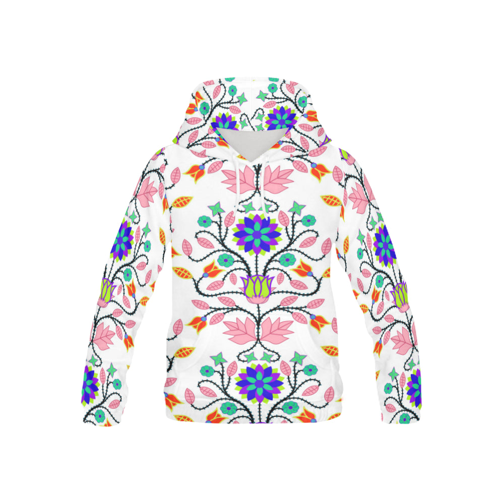 Floral Beadwork Four Clans White All Over Print Hoodie for Kid (USA Size) (Model H13) All Over Print Hoodie for Kid (H13) e-joyer