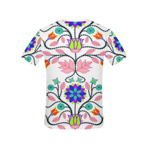 Floral Beadwork Four Clans White All Over Print T-shirt for Women/Large Size (USA Size) (Model T40) All Over Print T-Shirt for Women/Large (T40) e-joyer