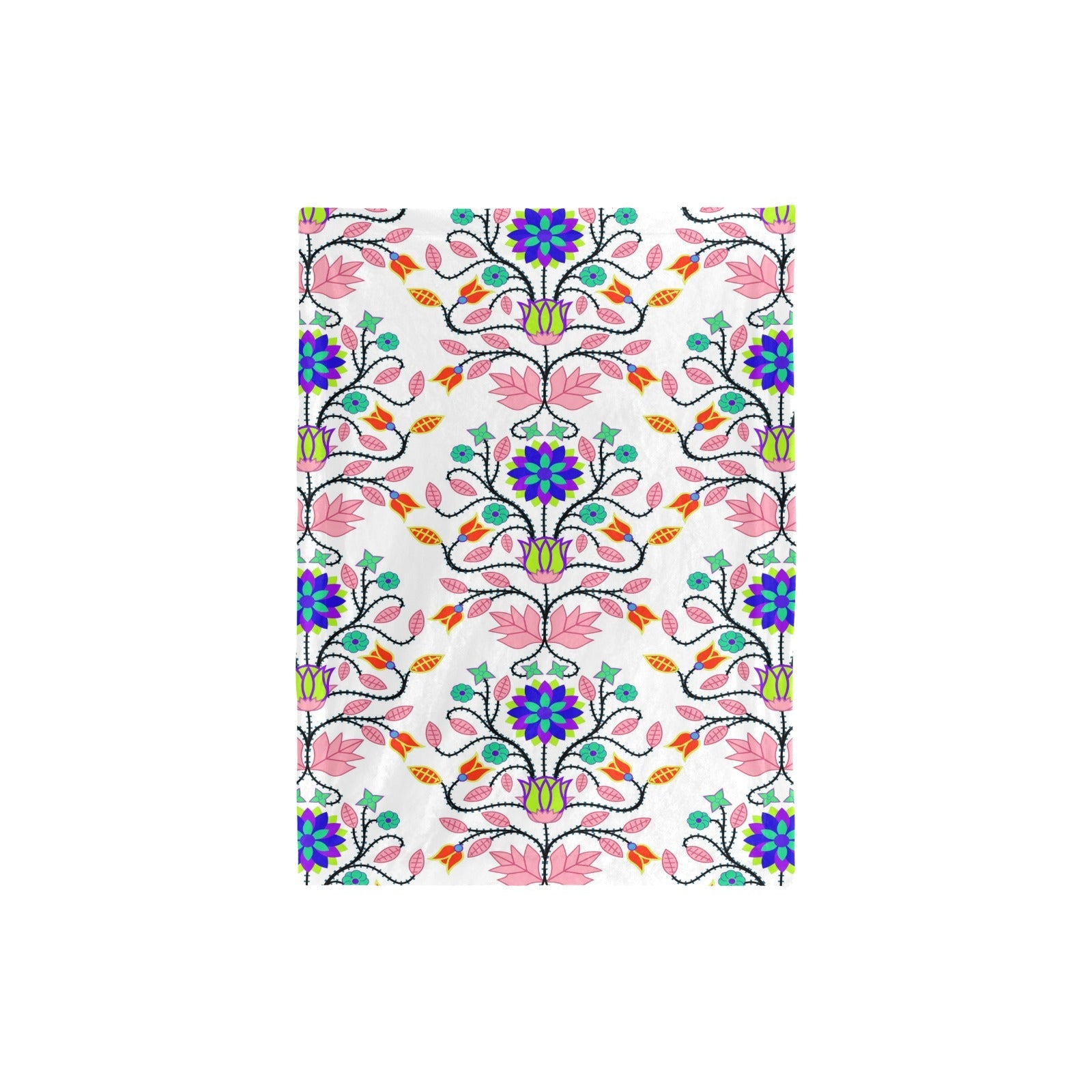Floral Beadwork Four Clans White Baby Blanket 30"x40" Baby Blanket 30"x40" e-joyer