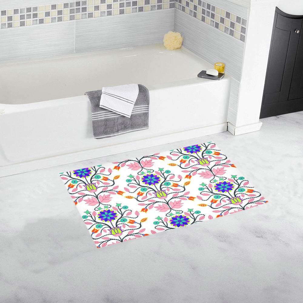 Floral Beadwork Four Clans White Bath Rug 16''x 28'' Bath Rug 16''x 28'' e-joyer