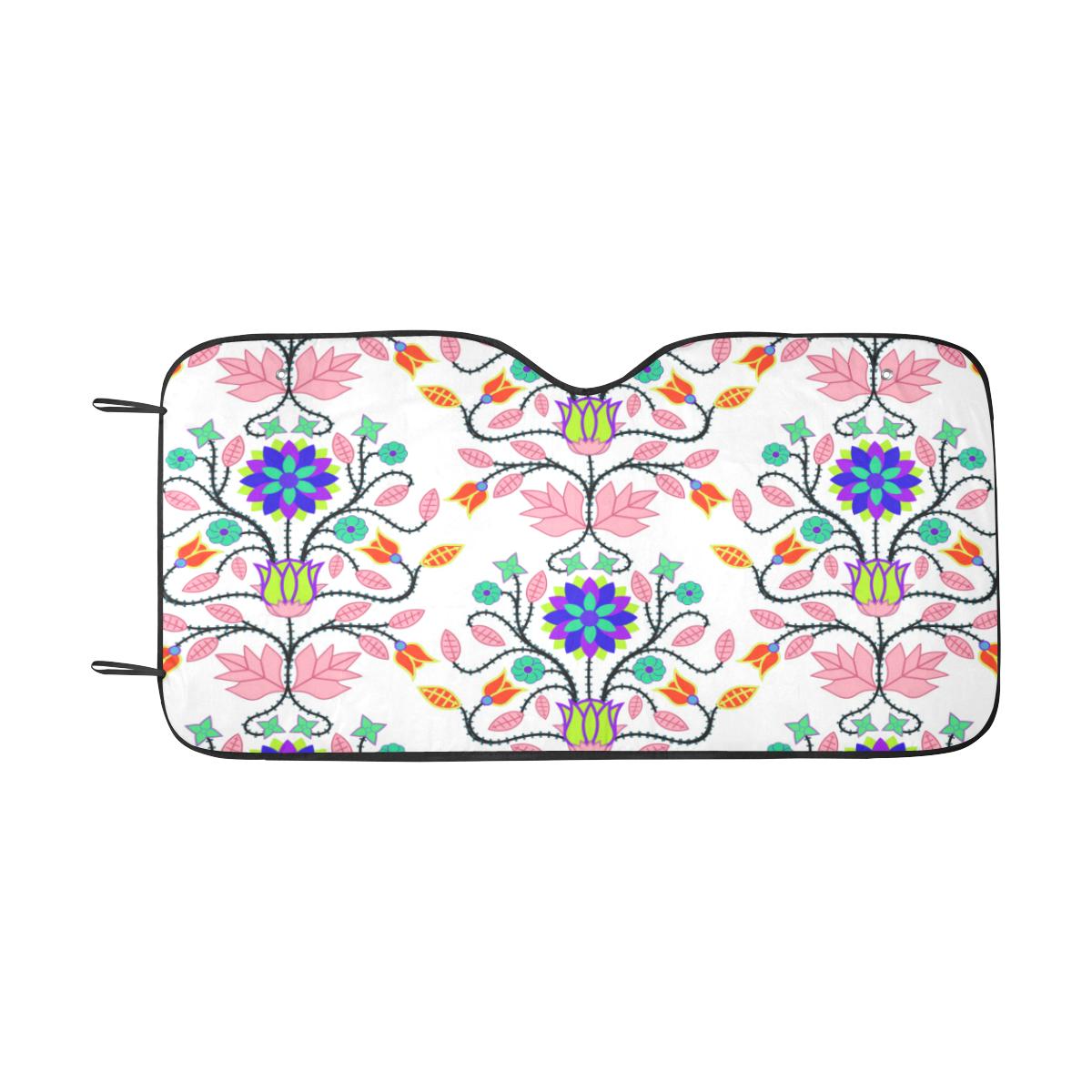 Floral Beadwork Four Clans White Car Sun Shade 55"x30" Car Sun Shade e-joyer