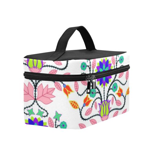 Floral Beadwork Four Clans White Cosmetic Bag/Large (Model 1658) Cosmetic Bag e-joyer