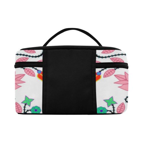 Floral Beadwork Four Clans White Cosmetic Bag/Large (Model 1658) Cosmetic Bag e-joyer