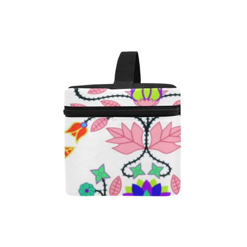 Floral Beadwork Four Clans White Cosmetic Bag/Large (Model 1658) Cosmetic Bag e-joyer