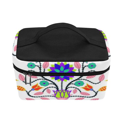 Floral Beadwork Four Clans White Cosmetic Bag/Large (Model 1658) Cosmetic Bag e-joyer