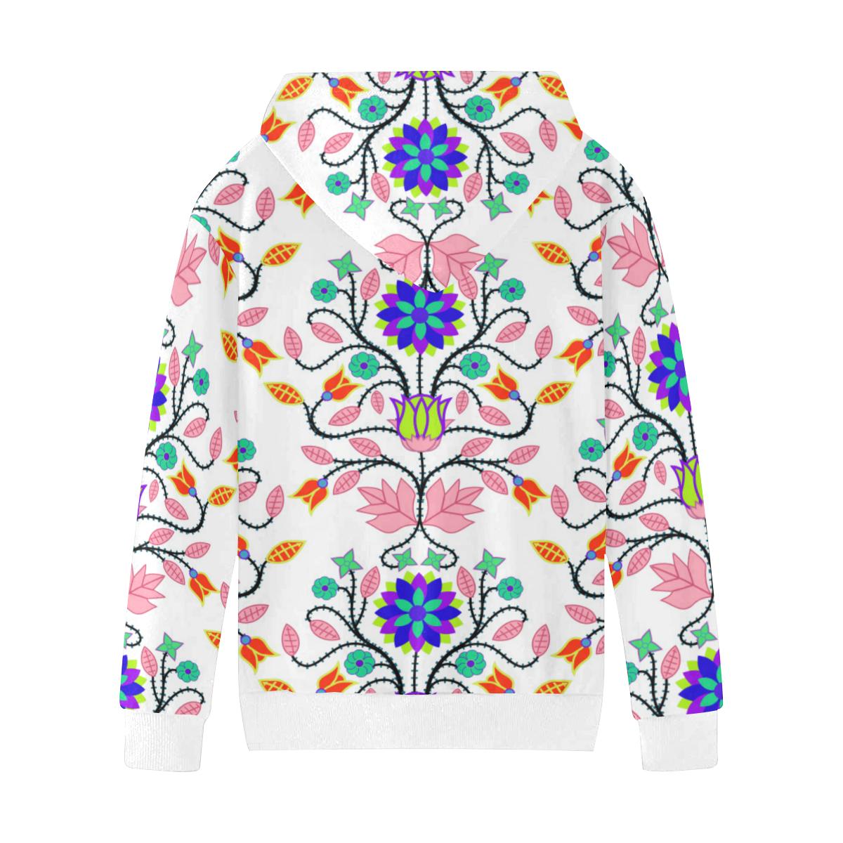 Floral Beadwork Four Clans White Kids' All Over Print Hoodie (Model H38) Kids' AOP Hoodie (H38) e-joyer