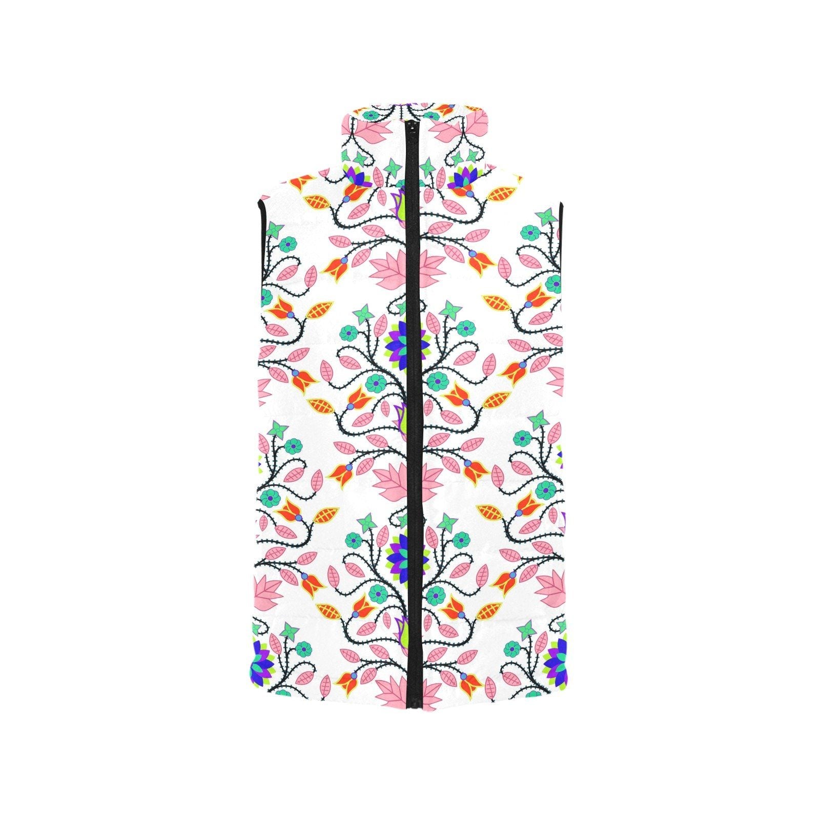 Floral Beadwork Four Clans White Men's Padded Vest Jacket (Model H44) Men's Padded Vest Jacket (H44) e-joyer
