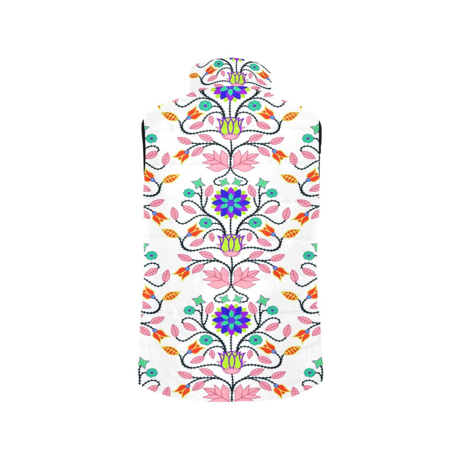 Floral Beadwork Four Clans White Men's Padded Vest Jacket (Model H44) Men's Padded Vest Jacket (H44) e-joyer