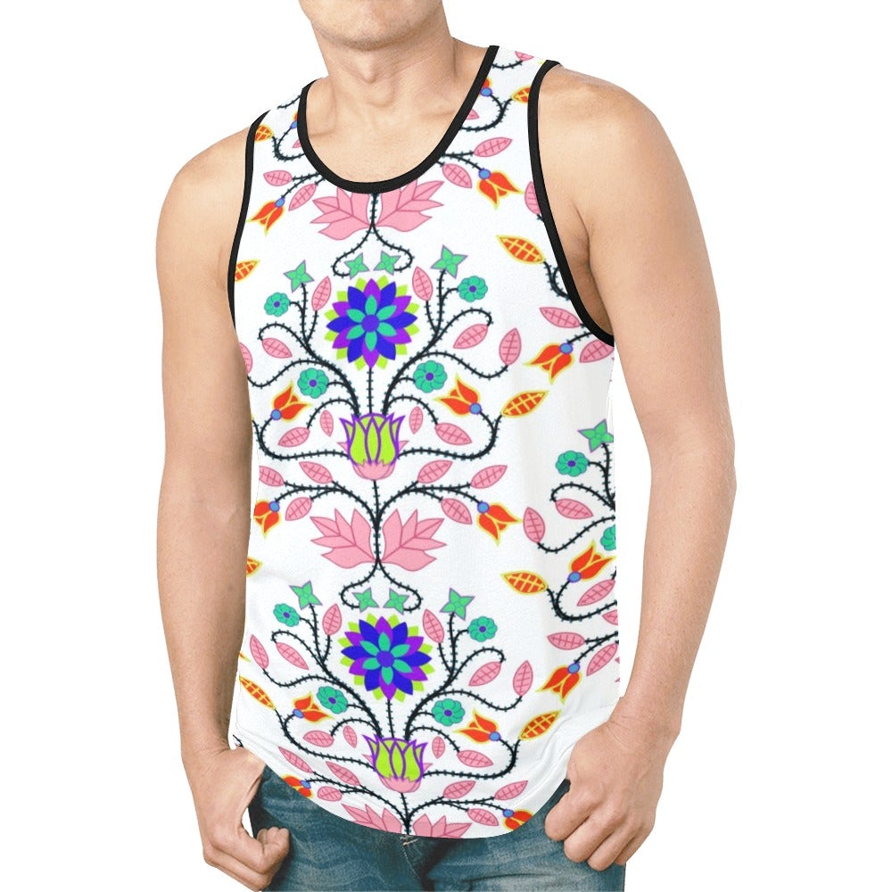 Floral Beadwork Four Clans White New All Over Print Tank Top for Men (Model T46) New All Over Print Tank Top for Men (T46) e-joyer