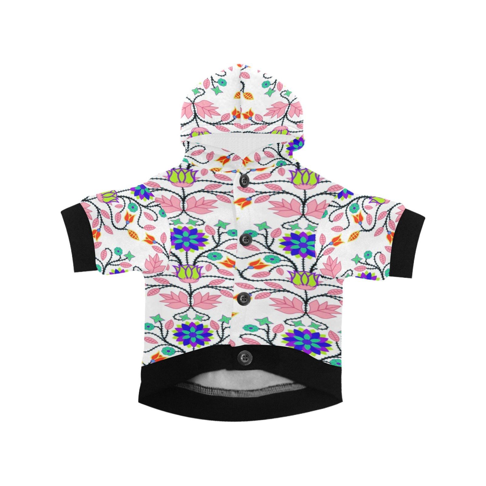 Floral Beadwork Four Clans White Pet Dog Hoodie Pet Dog Hoodie e-joyer