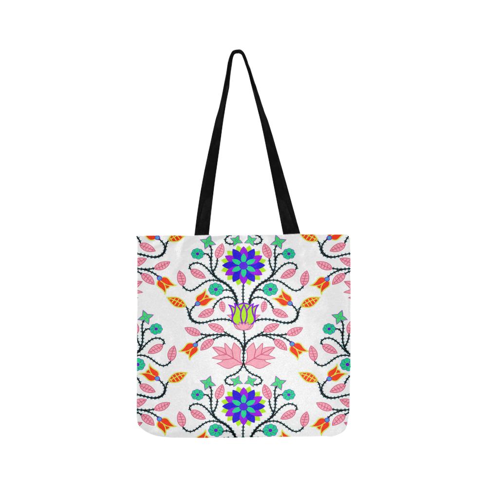 Floral Beadwork Four Clans White Reusable Shopping Bag Model 1660 (Two sides) Shopping Tote Bag (1660) e-joyer