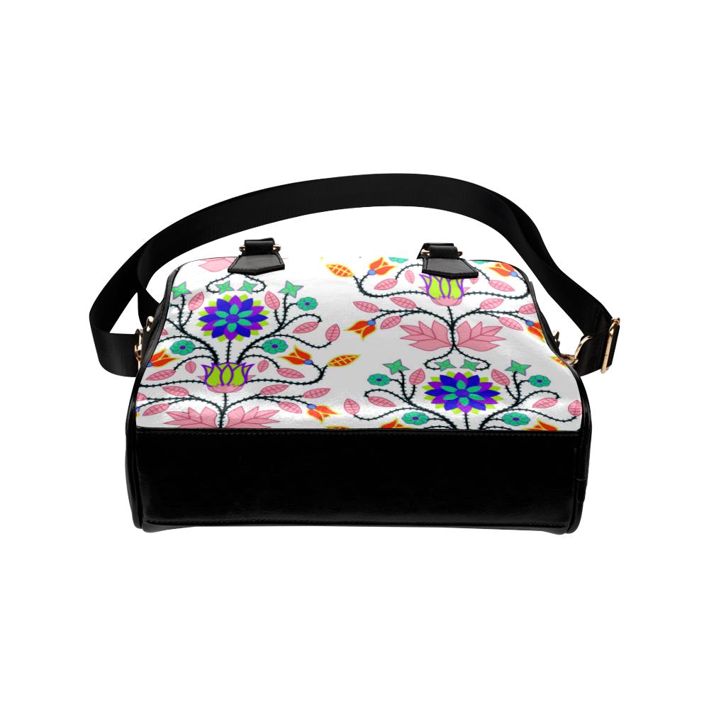 Floral Beadwork Four Clans White Shoulder Handbag (Model 1634) Shoulder Handbags (1634) e-joyer
