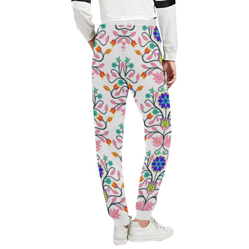 Floral Beadwork Four Clans White Women's All Over Print Sweatpants (Model L11) Women's All Over Print Sweatpants (L11) e-joyer