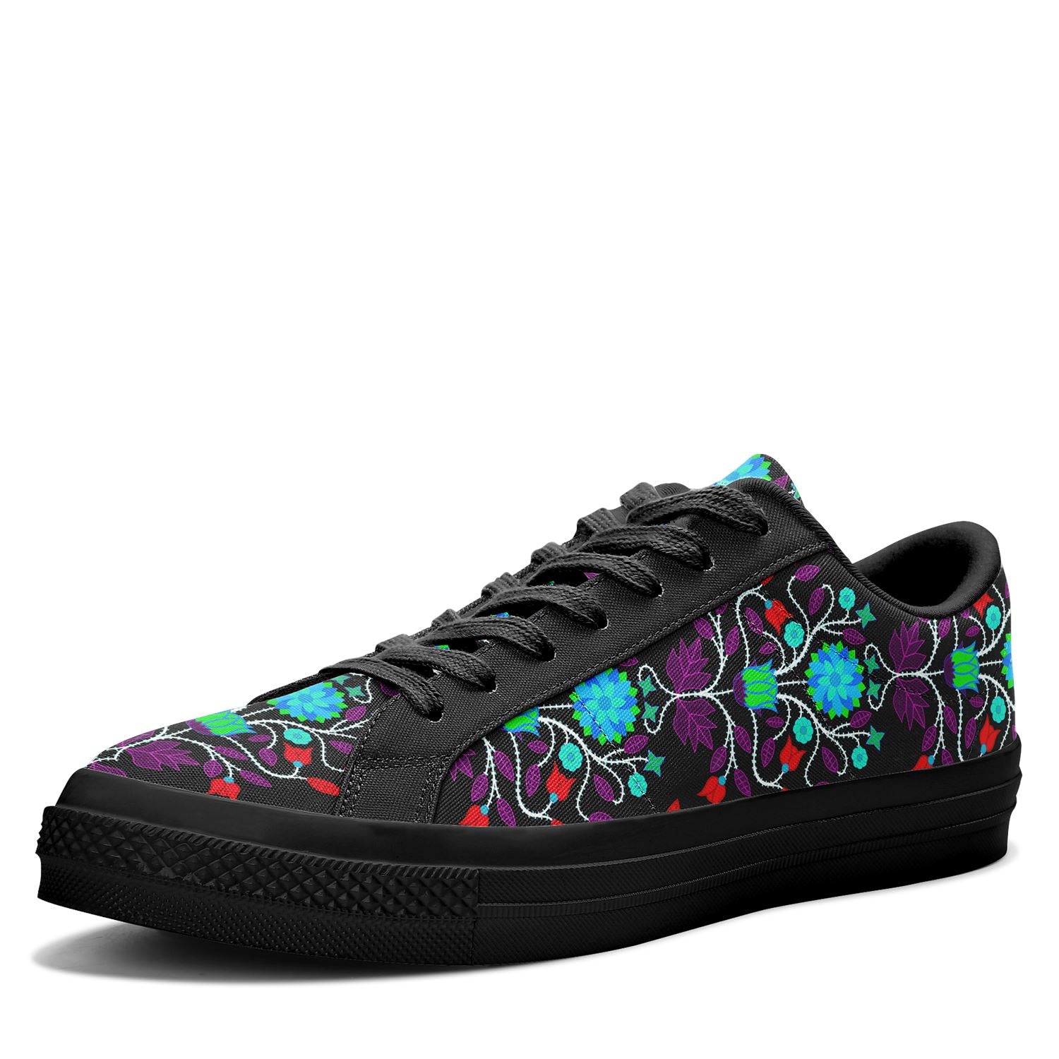 Floral Beadwork Four Clans Winter Aapisi Low Top Canvas Shoes Black Sole 49 Dzine