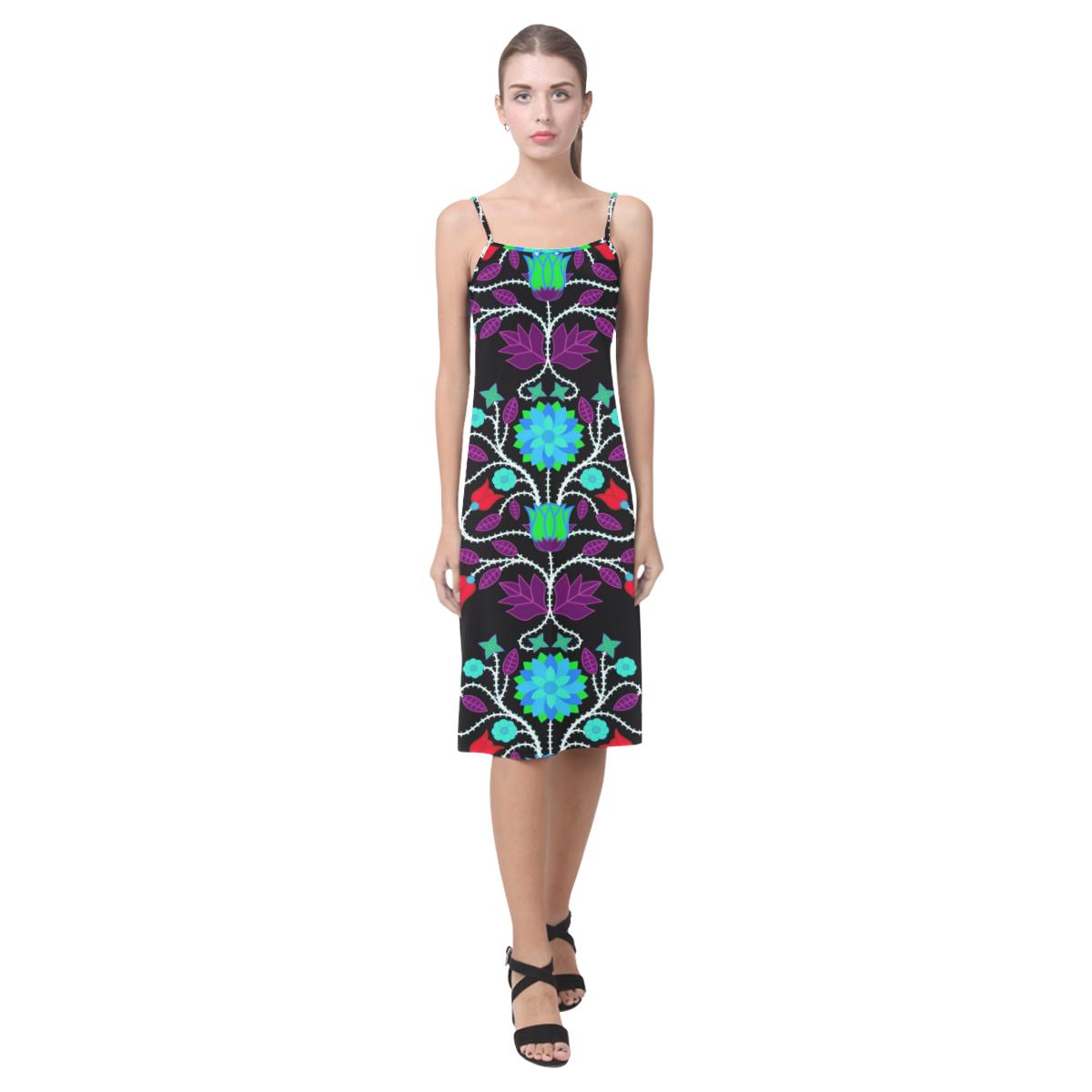 Floral Beadwork Four Clans Winter Alcestis Slip Dress (Model D05) Alcestis Slip Dress (D05) e-joyer