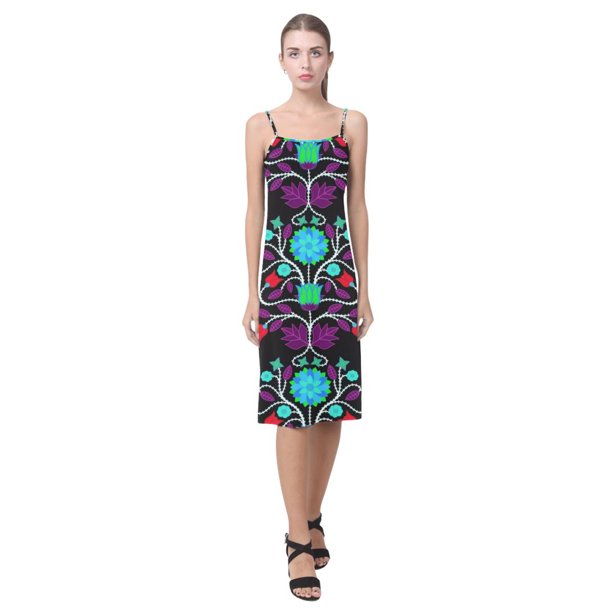 Floral Beadwork Four Clans Winter Alcestis Slip Dress (Model D05) Alcestis Slip Dress (D05) e-joyer 