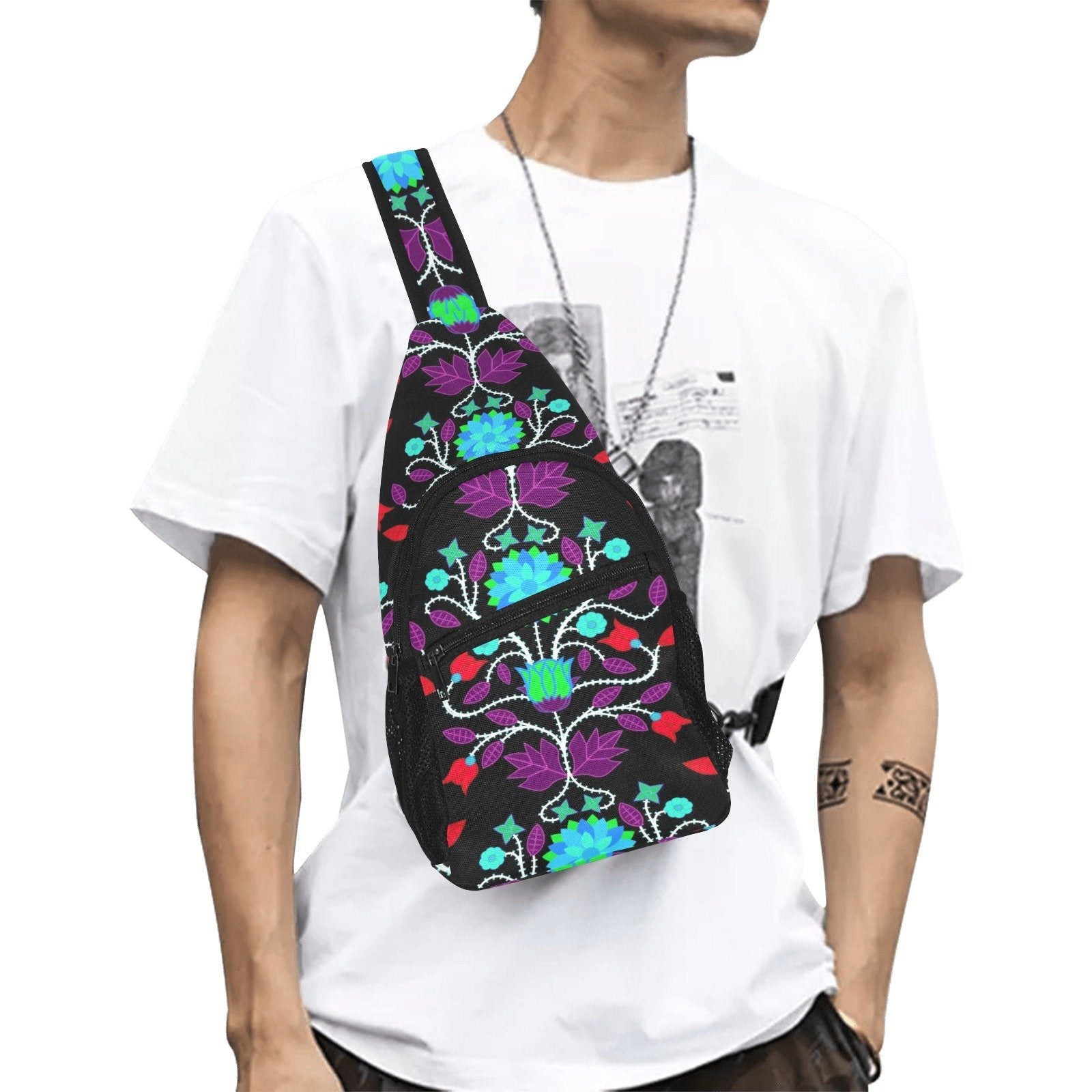 Floral Beadwork Four Clans Winter All Over Print Chest Bag (Model 1719) All Over Print Chest Bag (1719) e-joyer
