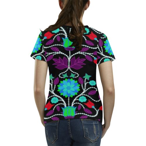 Floral Beadwork Four Clans Winter All Over Print T-shirt for Women/Large Size (USA Size) (Model T40) All Over Print T-Shirt for Women/Large (T40) e-joyer