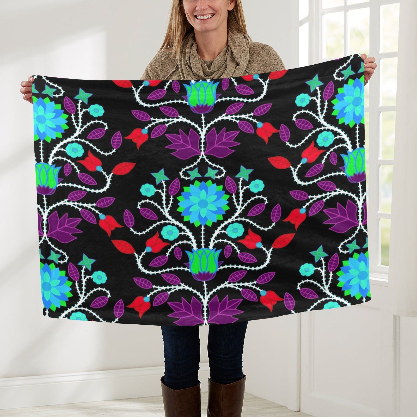 Floral Beadwork Four Clans Winter Baby Blanket 30"x40" Baby Blanket 30"x40" e-joyer
