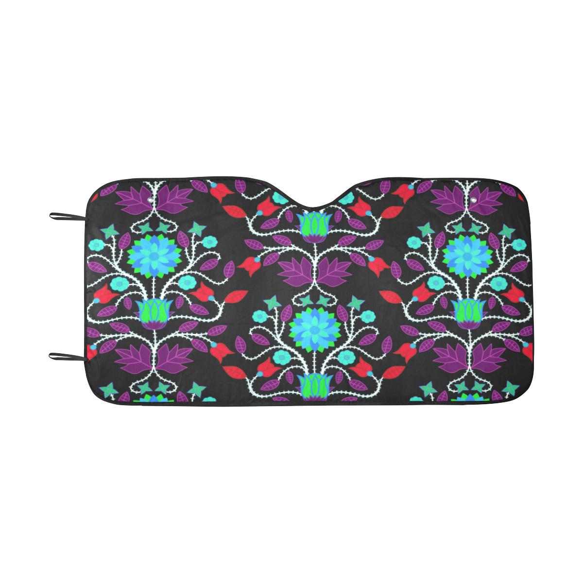 Floral Beadwork Four Clans Winter Car Sun Shade 55"x30" Car Sun Shade e-joyer
