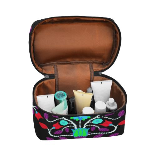 Floral Beadwork Four Clans Winter Cosmetic Bag/Large (Model 1658) Cosmetic Bag e-joyer