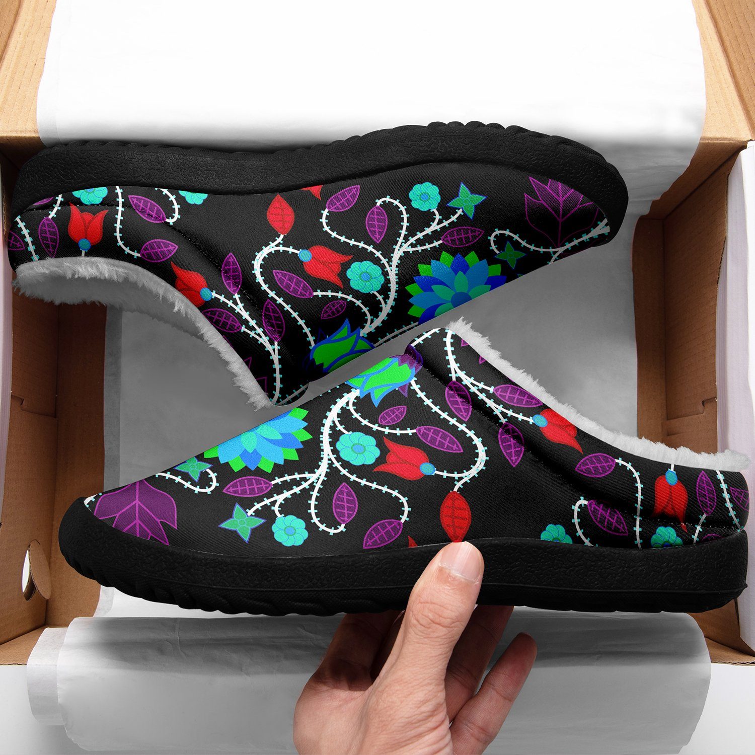 Floral Beadwork Four Clans Winter Ikinnii Indoor Slipper 49 Dzine