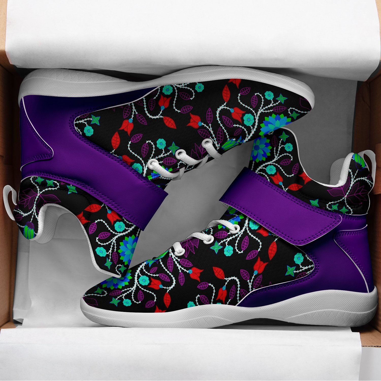 Floral Beadwork Four Clans Winter Ipottaa Basketball / Sport High Top Shoes 49 Dzine