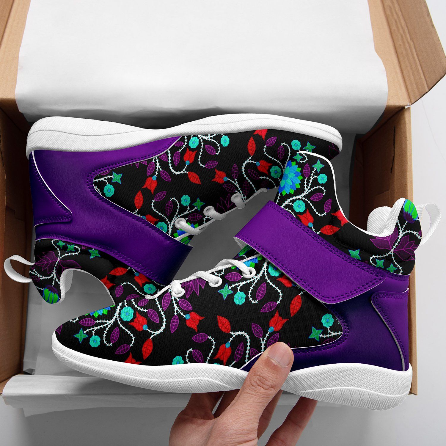 Floral Beadwork Four Clans Winter Ipottaa Basketball / Sport High Top Shoes 49 Dzine