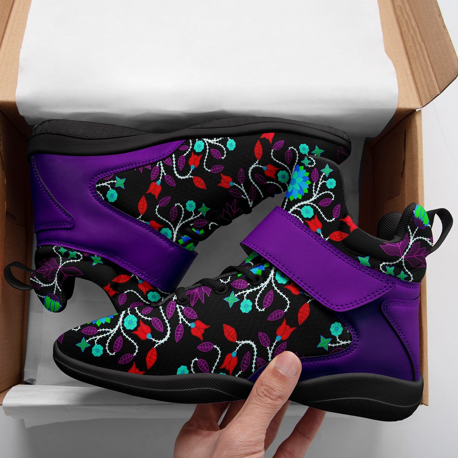 Floral Beadwork Four Clans Winter Ipottaa Basketball / Sport High Top Shoes 49 Dzine