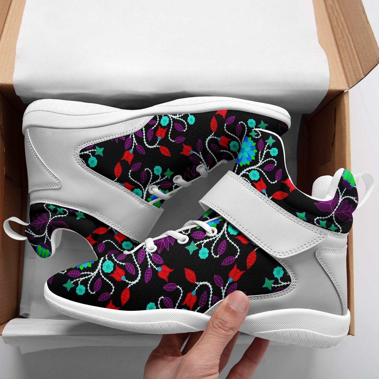 Floral Beadwork Four Clans Winter Kid's Ipottaa Basketball / Sport High Top Shoes 49 Dzine