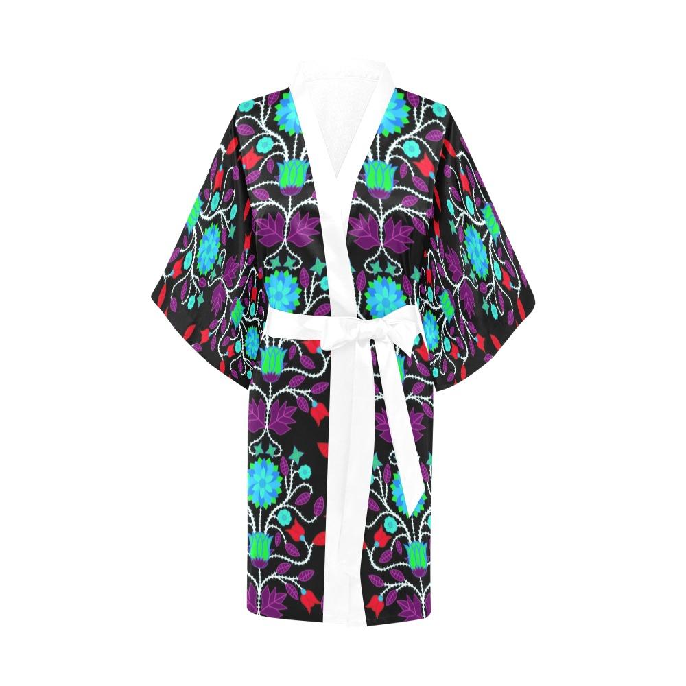 Floral Beadwork Four Clans Winter Kimono Robe Artsadd