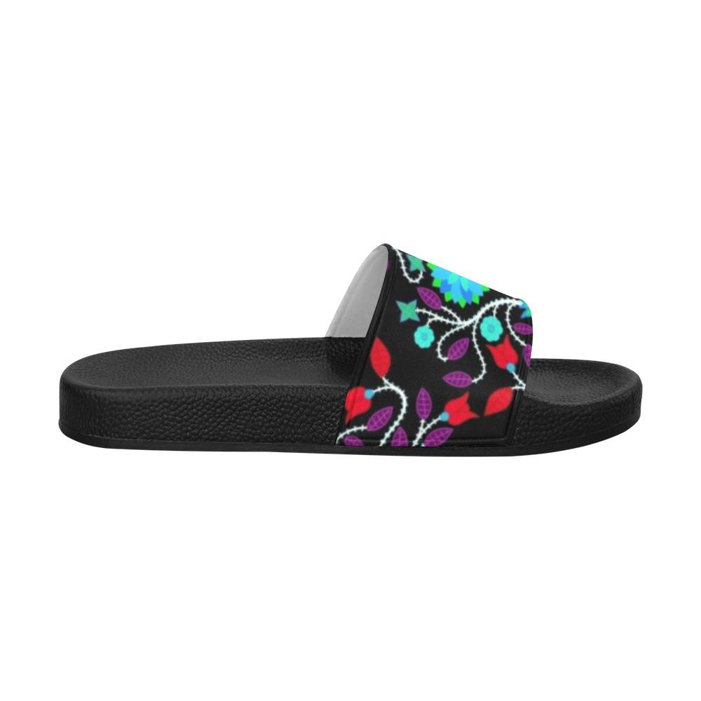 Floral Beadwork Four Clans Winter Men's Slide Sandals (Model 057) Men's Slide Sandals (057) e-joyer